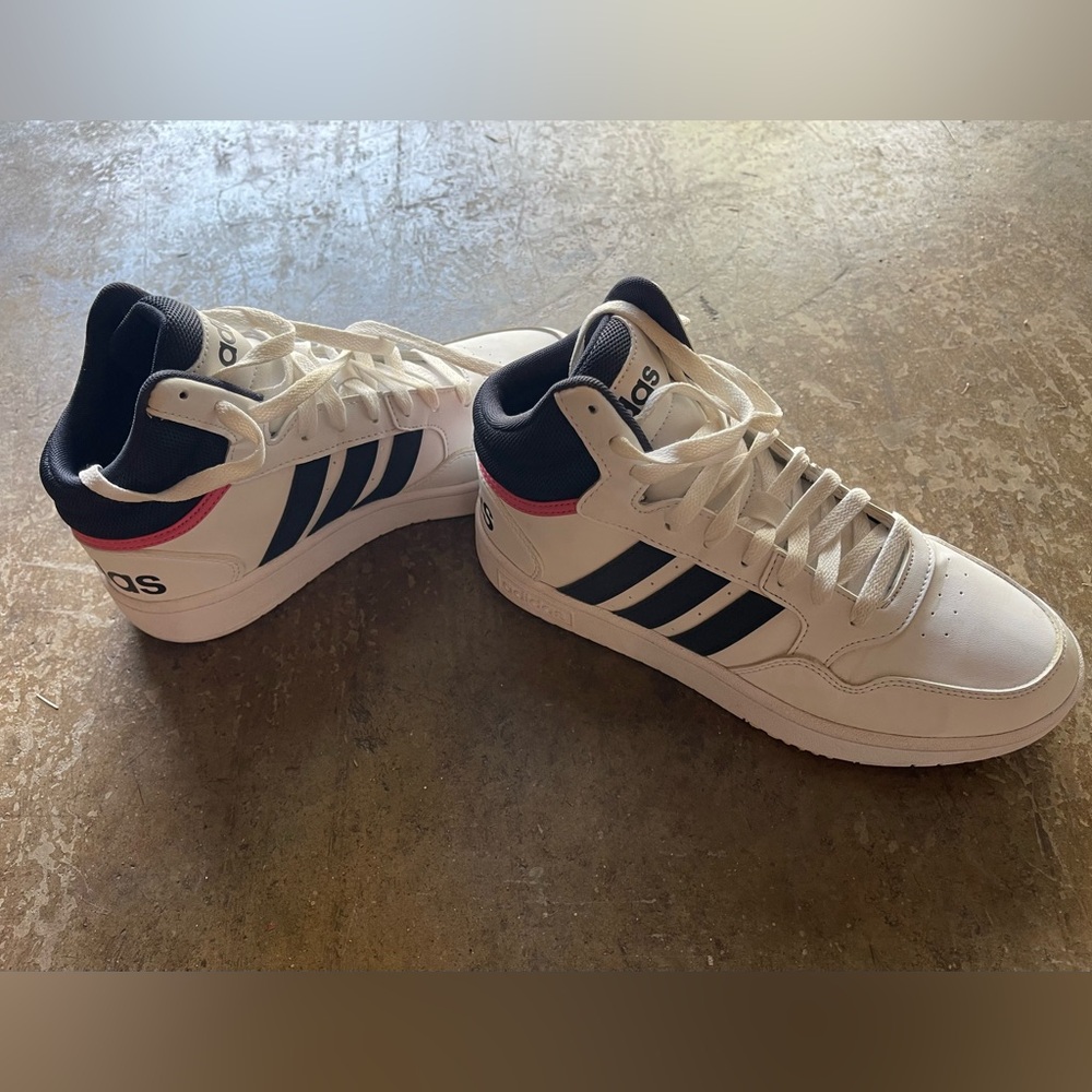 Adidas Hoops 3.0 Mid White Black Womens Leather Basketball Sneakers GW5455